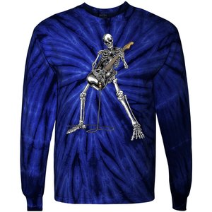 Skeleton Playing Guitar Rock And Roll Graphic Band Tie-Dye Long Sleeve Shirt