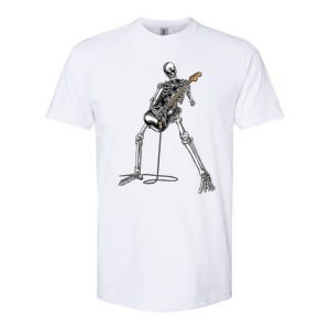 Skeleton Playing Guitar Rock And Roll Graphic Band Softstyle CVC T-Shirt