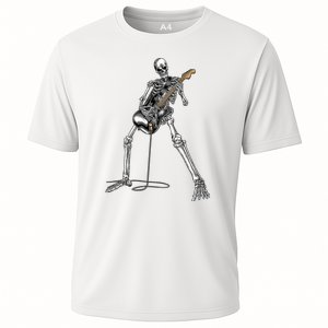 Skeleton Playing Guitar Rock And Roll Graphic Band Cooling Performance Crew T-Shirt