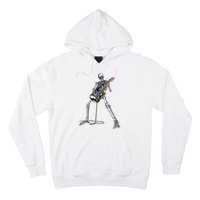 Skeleton Playing Guitar Rock And Roll Graphic Band Hoodie