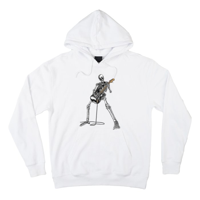 Skeleton Playing Guitar Rock And Roll Graphic Band Hoodie