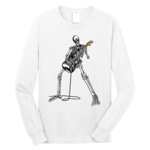 Skeleton Playing Guitar Rock And Roll Graphic Band Long Sleeve Shirt