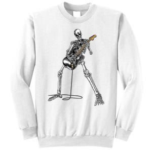 Skeleton Playing Guitar Rock And Roll Graphic Band Sweatshirt