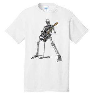 Skeleton Playing Guitar Rock And Roll Graphic Band Tall T-Shirt