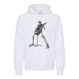 Skeleton Playing Guitar Rock And Roll Graphic Band Premium Hoodie