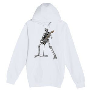 Skeleton Playing Guitar Rock And Roll Graphic Band Premium Pullover Hoodie