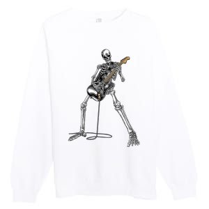 Skeleton Playing Guitar Rock And Roll Graphic Band Premium Crewneck Sweatshirt