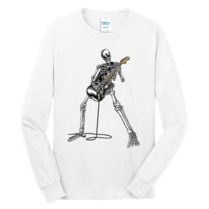 Skeleton Playing Guitar Rock And Roll Graphic Band Tall Long Sleeve T-Shirt