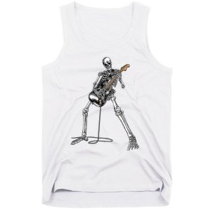 Skeleton Playing Guitar Rock And Roll Graphic Band Tank Top