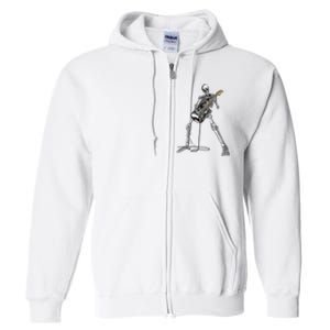 Skeleton Playing Guitar Rock And Roll Graphic Band Full Zip Hoodie