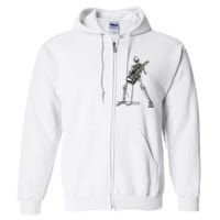 Skeleton Playing Guitar Rock And Roll Graphic Band Full Zip Hoodie