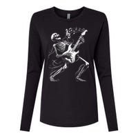 Skeleton Playing Guitar Music Gifts Rock Band Womens Cotton Relaxed Long Sleeve T-Shirt