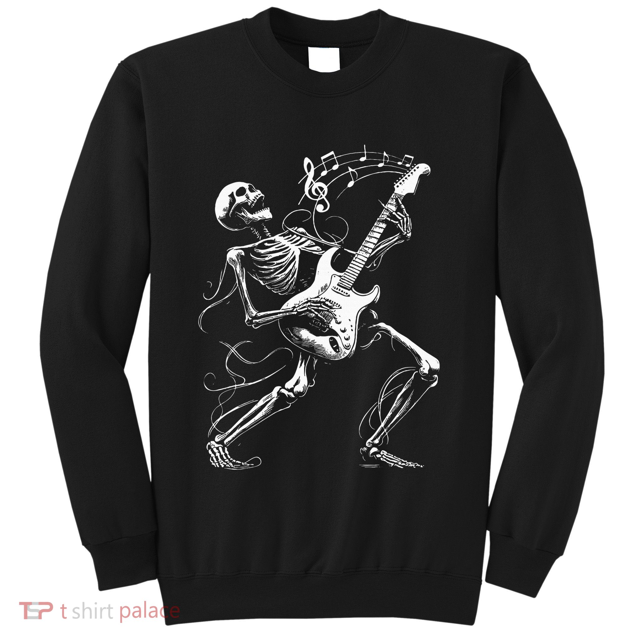 Skeleton Playing Guitar Music Gifts Rock Band Sweatshirt