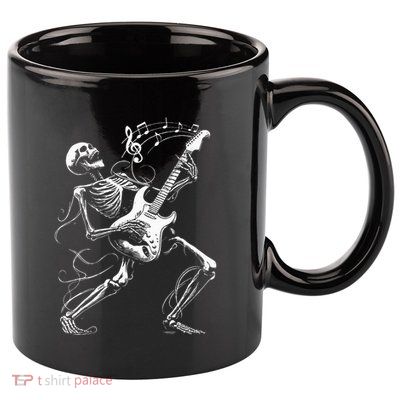 Skeleton Playing Guitar Music Gifts Rock Band 11oz C Handle Ceramic Mug