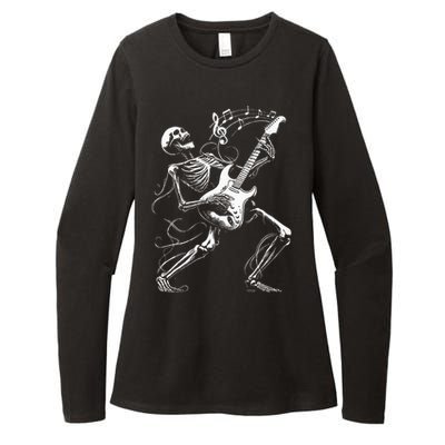 Skeleton Playing Guitar Music Gifts Rock Band Womens CVC Long Sleeve Shirt