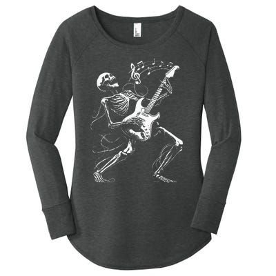 Skeleton Playing Guitar Music Gifts Rock Band Women's Perfect Tri Tunic Long Sleeve Shirt