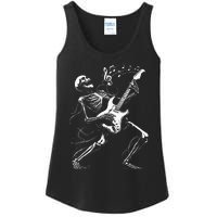 Skeleton Playing Guitar Music Gifts Rock Band Ladies Essential Tank