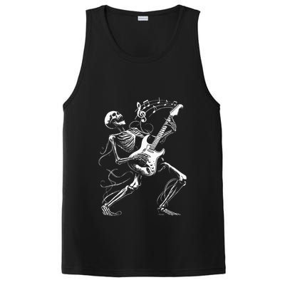 Skeleton Playing Guitar Music Gifts Rock Band PosiCharge Competitor Tank