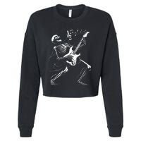 Skeleton Playing Guitar Music Gifts Rock Band Cropped Pullover Crew