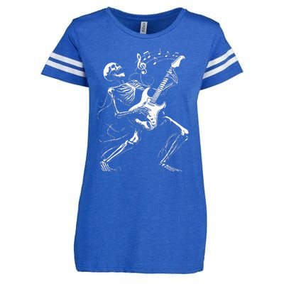 Skeleton Playing Guitar Music Gifts Rock Band Enza Ladies Jersey Football T-Shirt