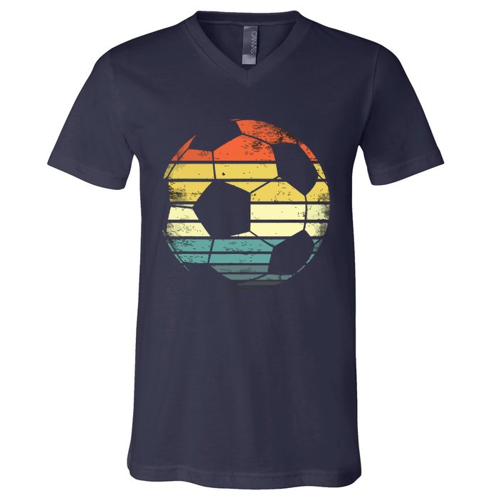 Soccer Player Gifts Funny Ball Retro Vintage Style Coach V-Neck T-Shirt