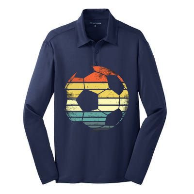 Soccer Player Gifts Funny Ball Retro Vintage Style Coach Silk Touch Performance Long Sleeve Polo