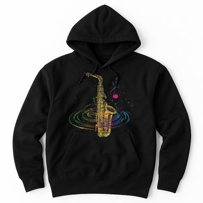 Sax Player Gift Idea Saxophonist Music Notes Saxophone Hoodie