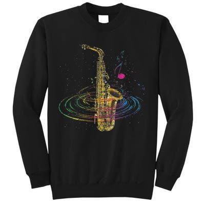 Sax Player Gift Idea Saxophonist Music Notes Saxophone Sweatshirt