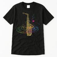 Sax Player Gift Idea Saxophonist Music Notes Saxophone Tall T-Shirt