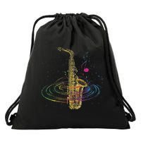 Sax Player Gift Idea Saxophonist Music Notes Saxophone Drawstring Bag