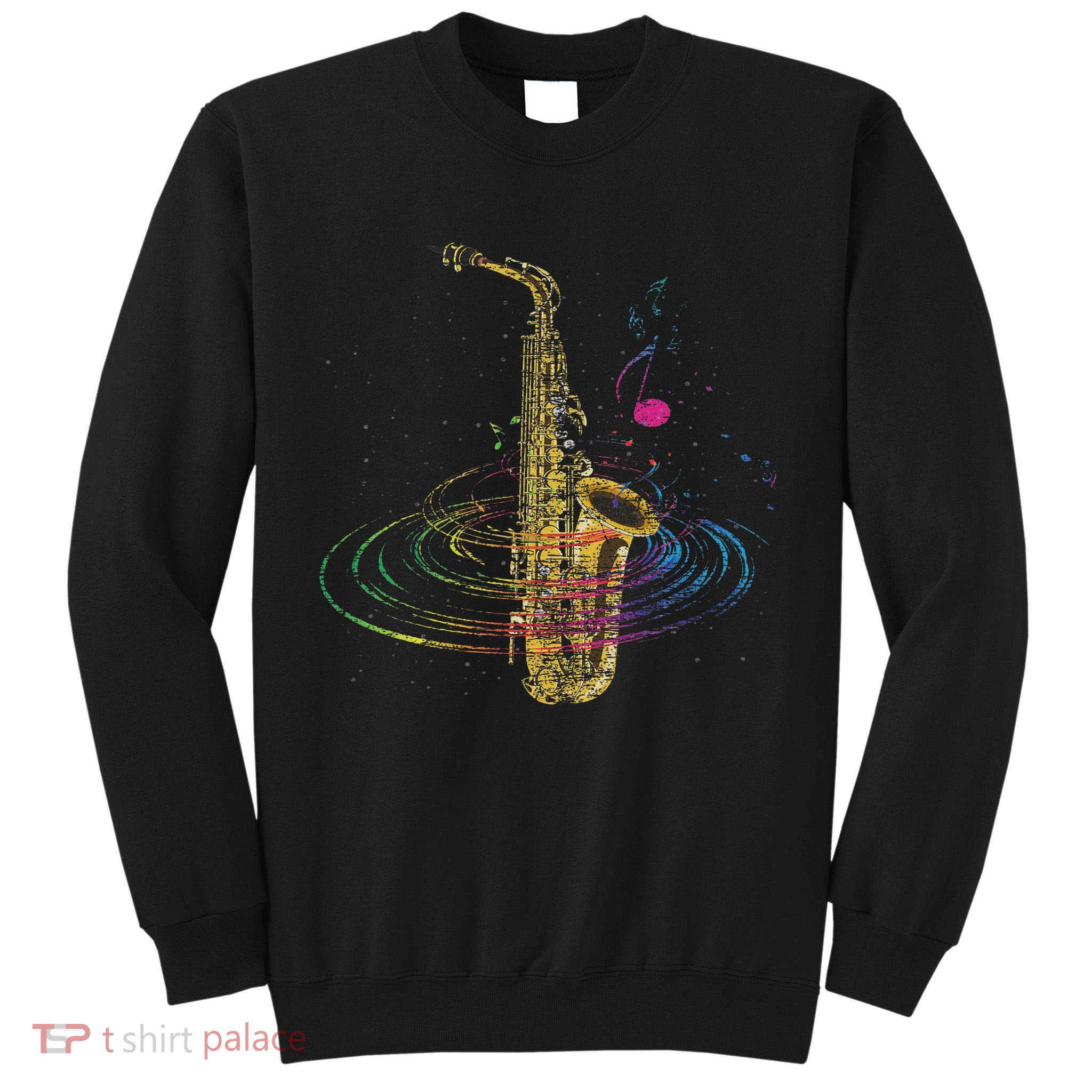 Sax Player Gift Idea Saxophonist Music Notes Saxophone Tall Sweatshirt