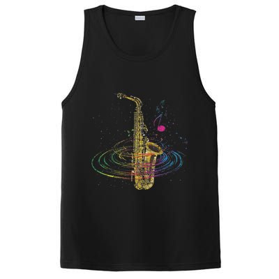 Sax Player Gift Idea Saxophonist Music Notes Saxophone PosiCharge Competitor Tank