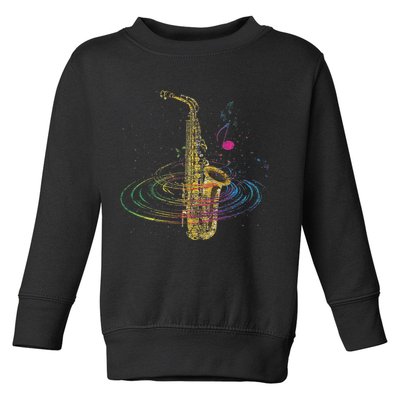 Sax Player Gift Idea Saxophonist Music Notes Saxophone Toddler Sweatshirt