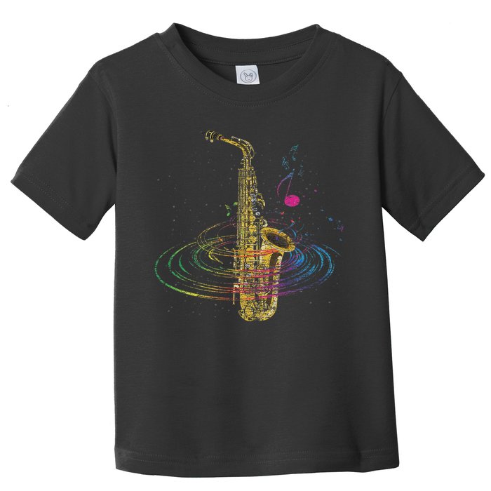 Sax Player Gift Idea Saxophonist Music Notes Saxophone Toddler T-Shirt