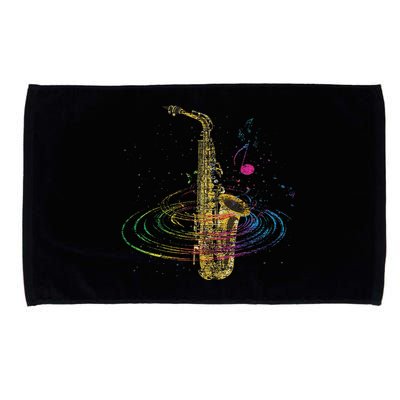 Sax Player Gift Idea Saxophonist Music Notes Saxophone Microfiber Hand Towel