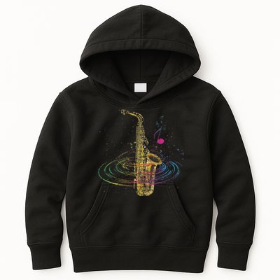 Sax Player Gift Idea Saxophonist Music Notes Saxophone Kids Hoodie