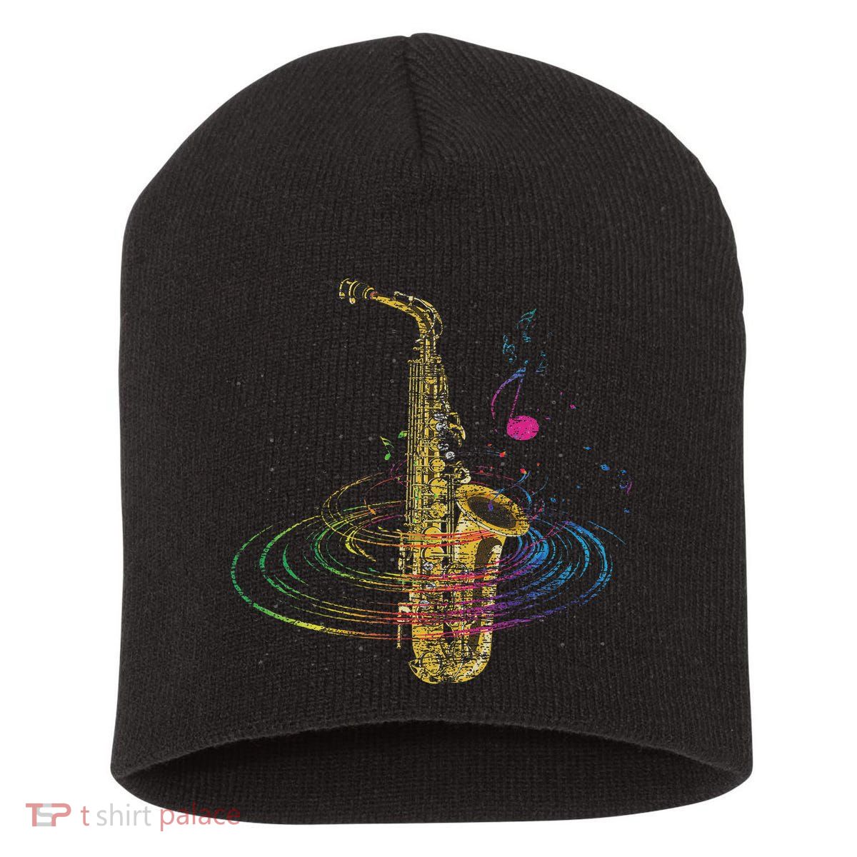 Sax Player Gift Idea Saxophonist Music Notes Saxophone Short Acrylic Beanie