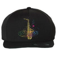 Sax Player Gift Idea Saxophonist Music Notes Saxophone Wool Snapback Cap