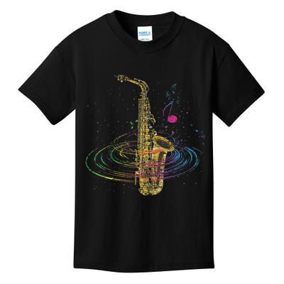 Sax Player Gift Idea Saxophonist Music Notes Saxophone Kids T-Shirt
