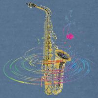 Sax Player Gift Idea Saxophonist Music Notes Saxophone Garment-Dyed Sweatshirt