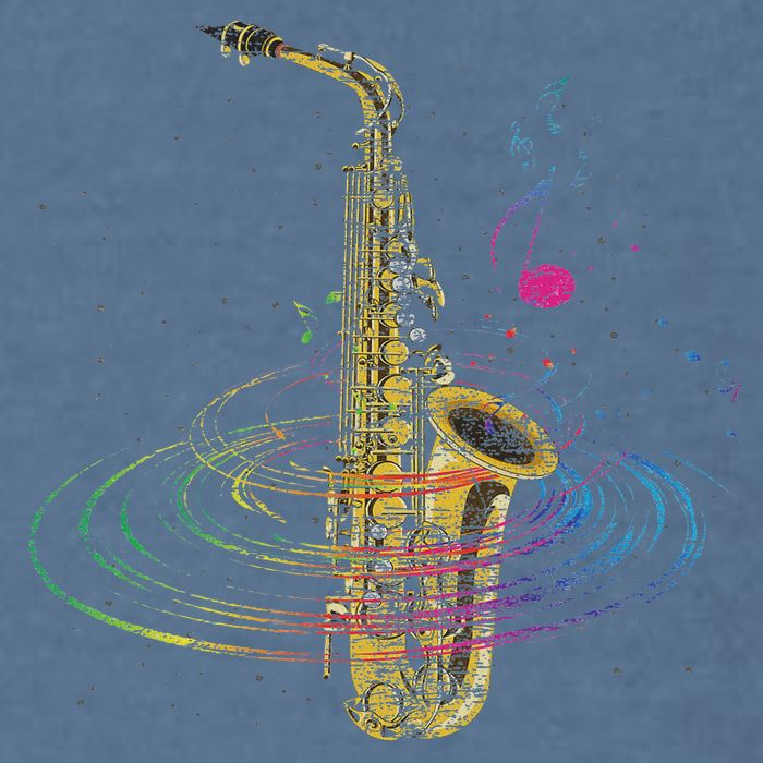 Sax Player Gift Idea Saxophonist Music Notes Saxophone Garment-Dyed Sweatshirt