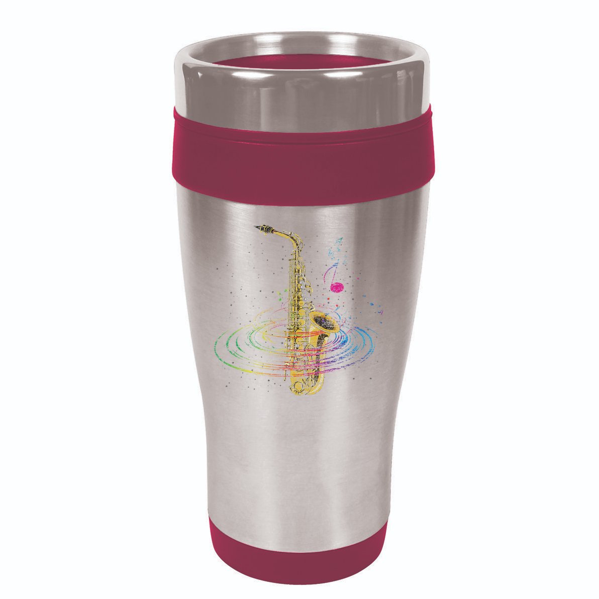 Sax Player Gift Idea Saxophonist Music Notes Saxophone 16oz Travel Tumbler