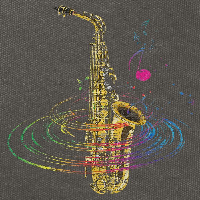Sax Player Gift Idea Saxophonist Music Notes Saxophone Cotton Canvas Backpack