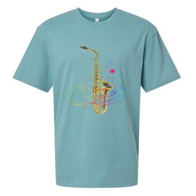 Sax Player Gift Idea Saxophonist Music Notes Saxophone Sueded Cloud Jersey T-Shirt