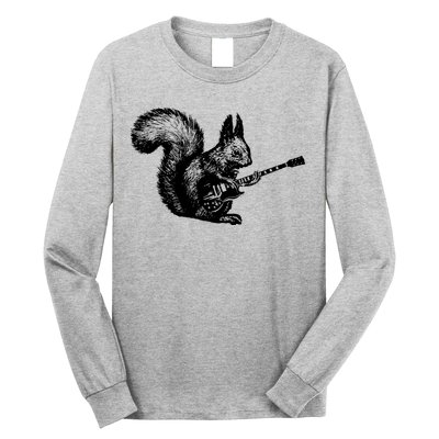 Squirrel Playing Guitar Funny Squirel Guitar Lover Guitar Long Sleeve Shirt