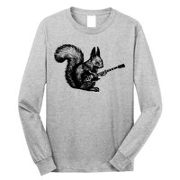 Squirrel Playing Guitar Funny Squirel Guitar Lover Guitar Long Sleeve Shirt