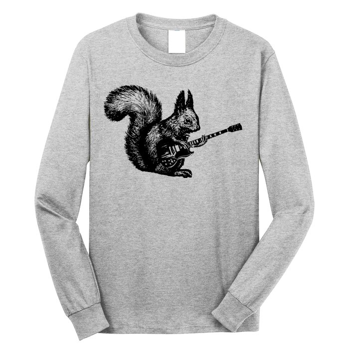 Squirrel Playing Guitar Funny Squirel Guitar Lover Guitar Long Sleeve Shirt