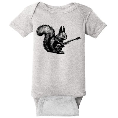 Squirrel Playing Guitar Funny Squirel Guitar Lover Guitar Baby Bodysuit