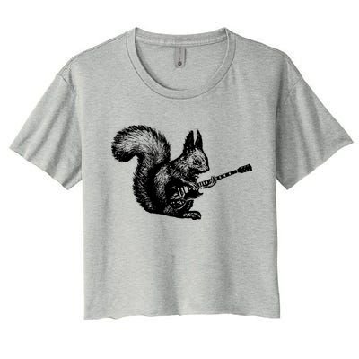Squirrel Playing Guitar Funny Squirel Guitar Lover Guitar Crop Top