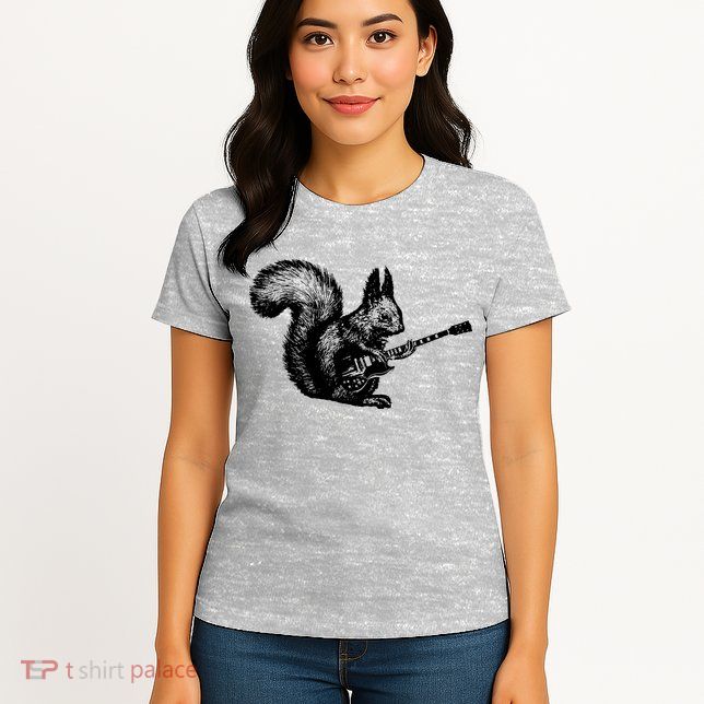 Squirrel Playing Guitar Funny Squirel Guitar Lover Guitar Womens T-Shirt